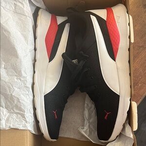 Puma Anzarun Lite Sneakers - Black and White with Red Accents